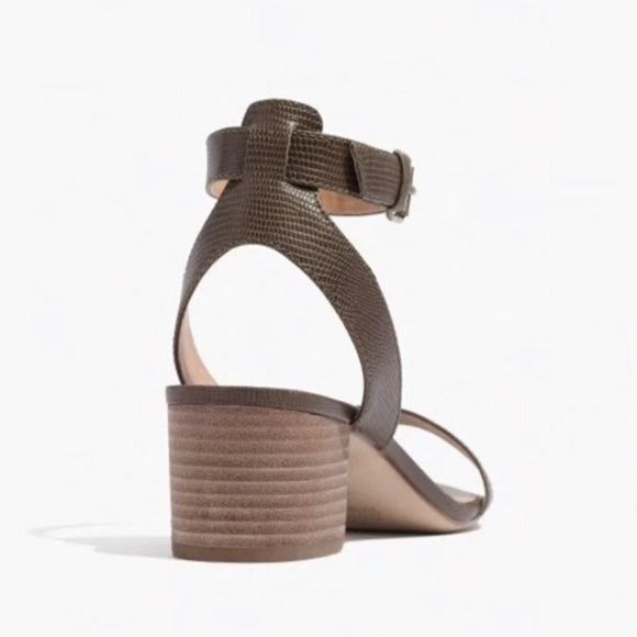 Madewell Alice Brown Embossed Leather Ankle Strap Open Toe Block Heel Sandal 6.5 - Picture 2 of 15